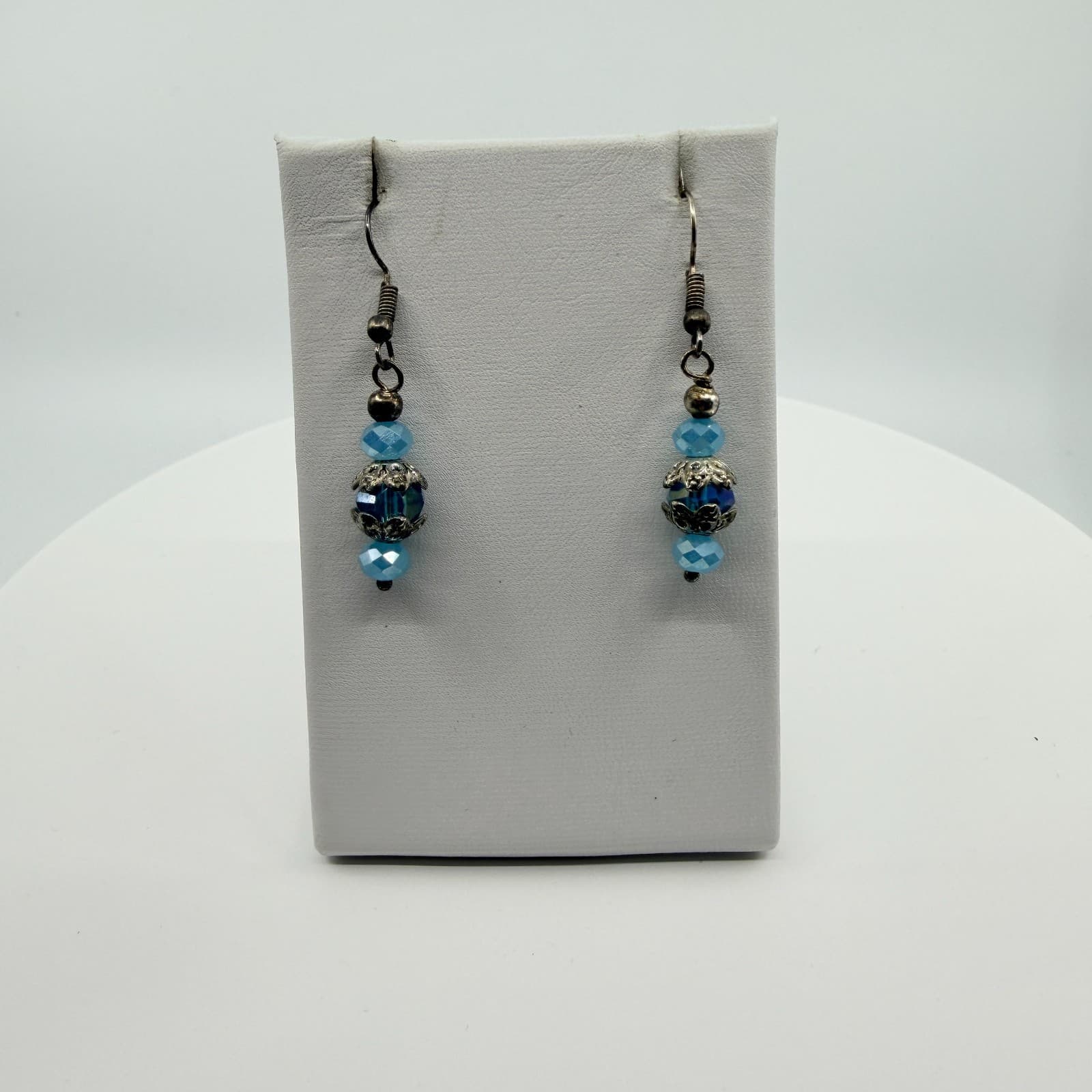 Vintage Blue Crystal Beaded Jewelry Set Elephant Charm Bracelet Dangle Earrings - Thumbnail 13