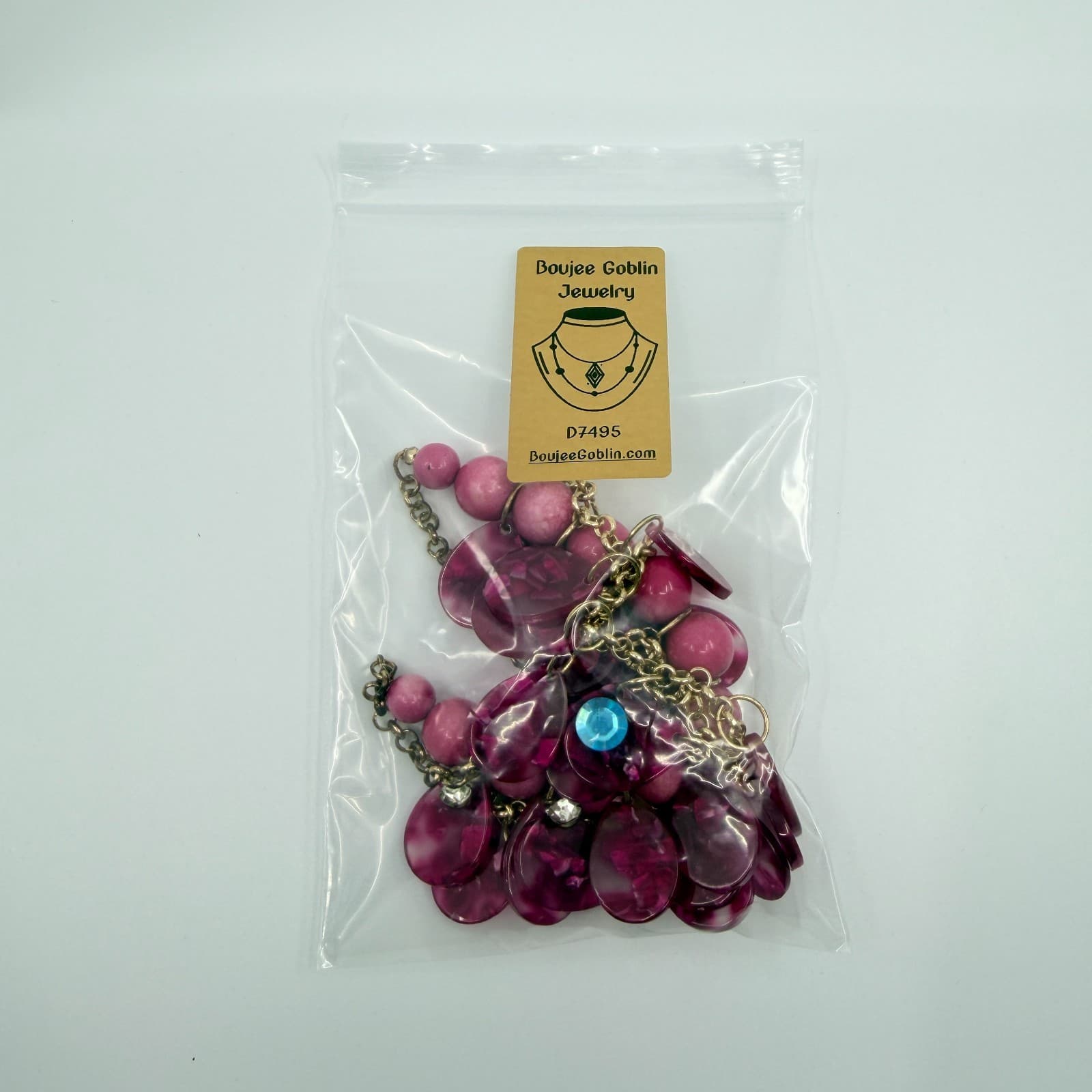 Vintage Gold Tone Pink Fuschia Bib Statement Necklace Bold Chunky Rhinestone Y2K - Thumbnail 11