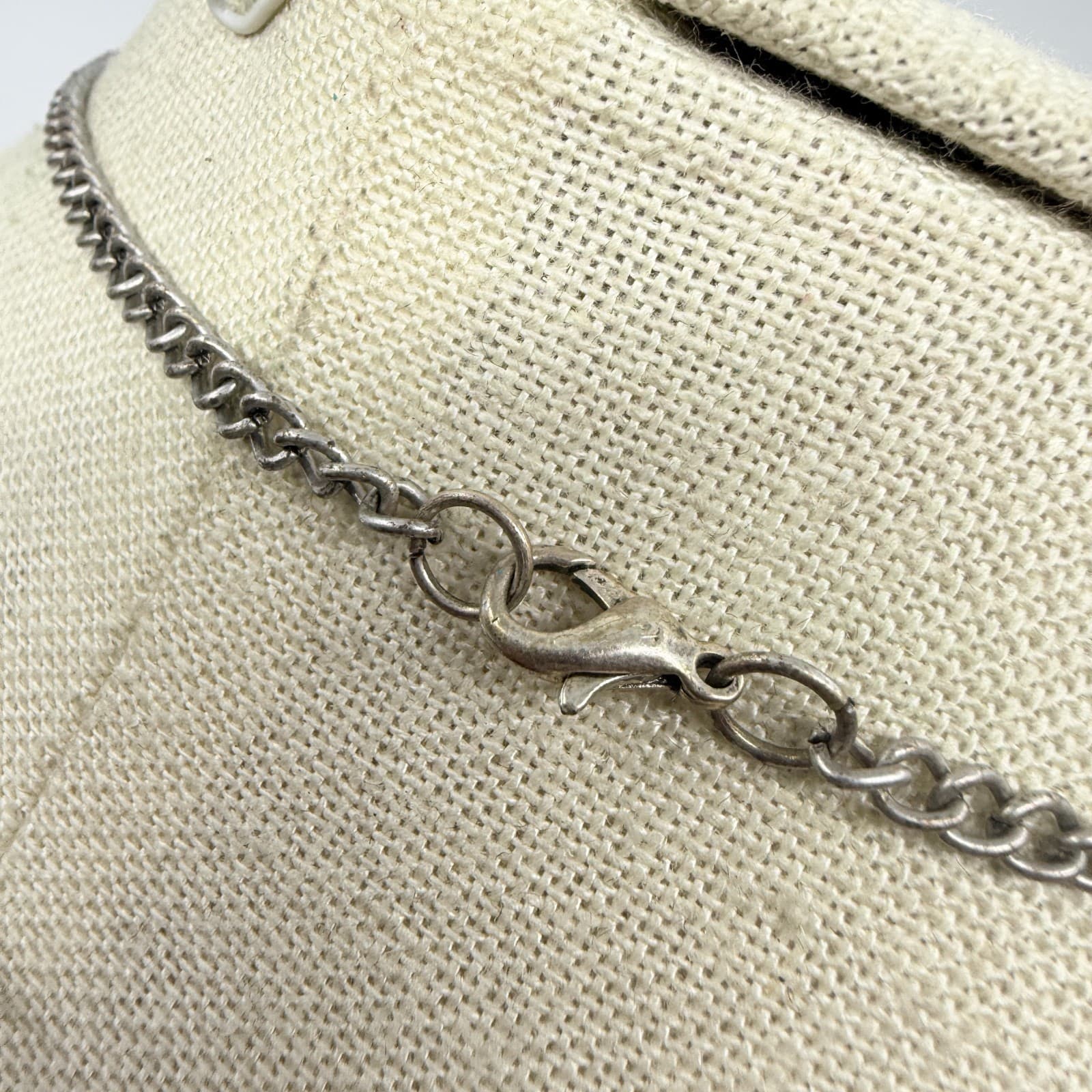Vintage Antique Silver Tone Charm Necklace Heart Key Flower Boho Statement Y2K - Thumbnail 7