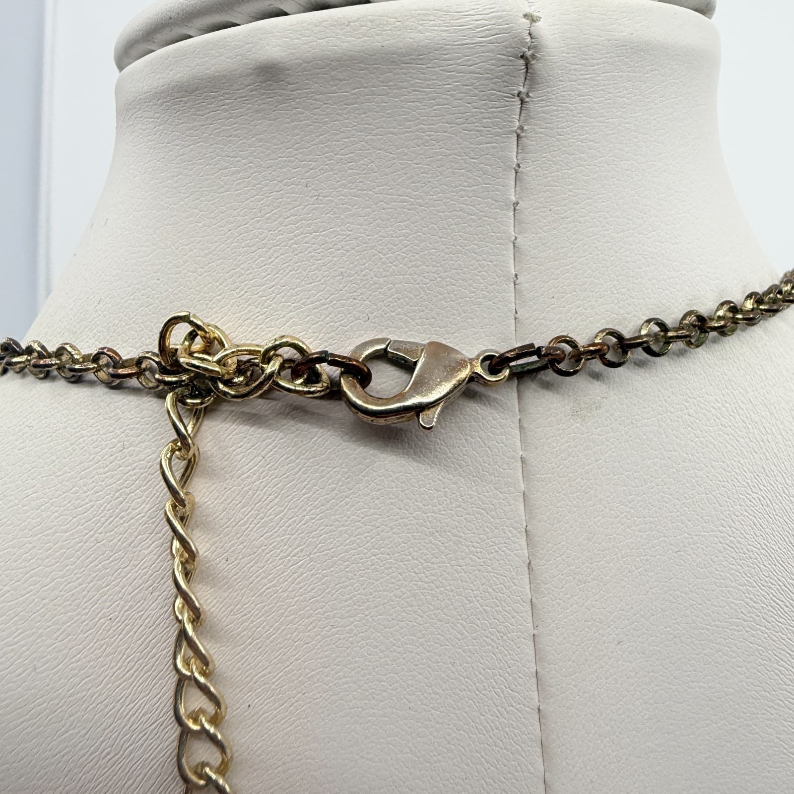 Vintage Gold Tone Bold Black Faceted Stone Statement Necklace Round Choker Retro - Thumbnail 8