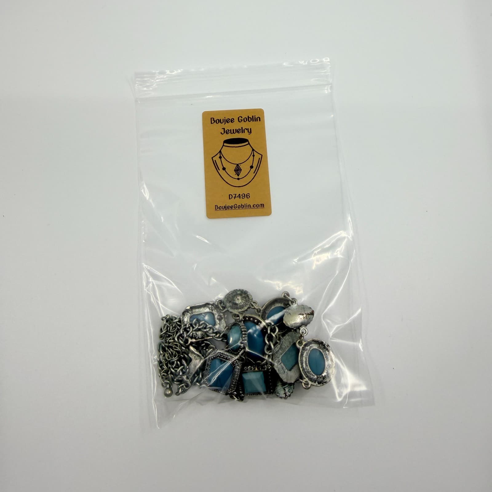 Vintage Silver Tone Blue Faux Turquoise Bib Statement Necklace Bold Geometric - Thumbnail 10