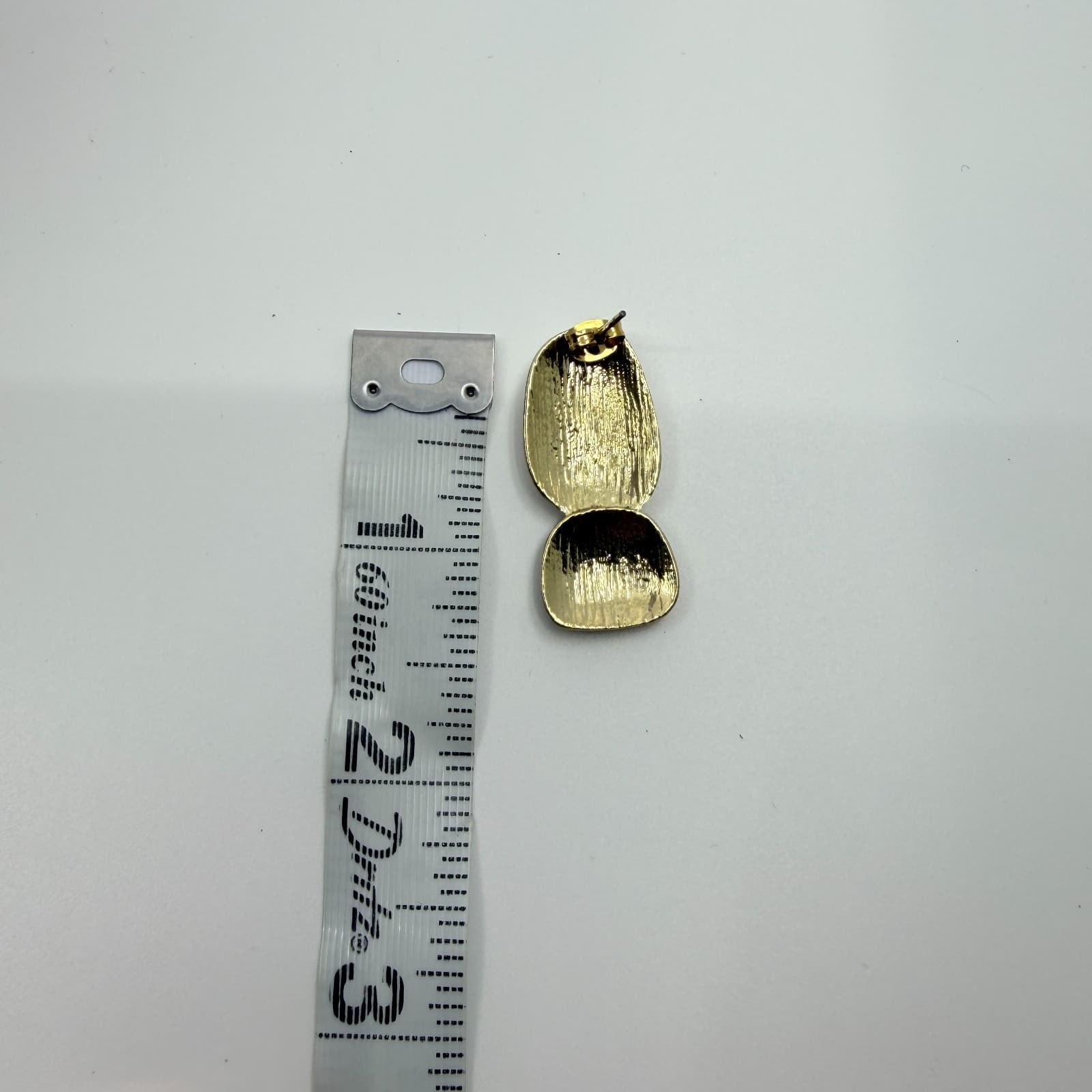 Vintage Gold Tone Enamel Drop Earrings Green White Swirl Abstract Statement 90s - Thumbnail 7