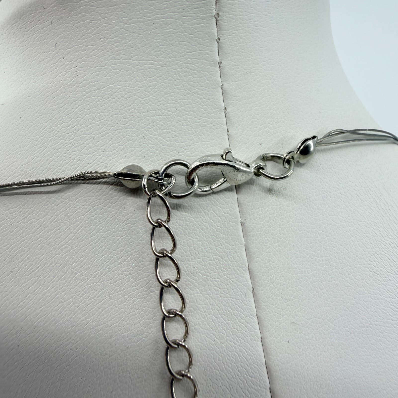 Vintage Silver Tone Multi Strand Floating Bead Necklace Statement Layered Boho - Thumbnail 6