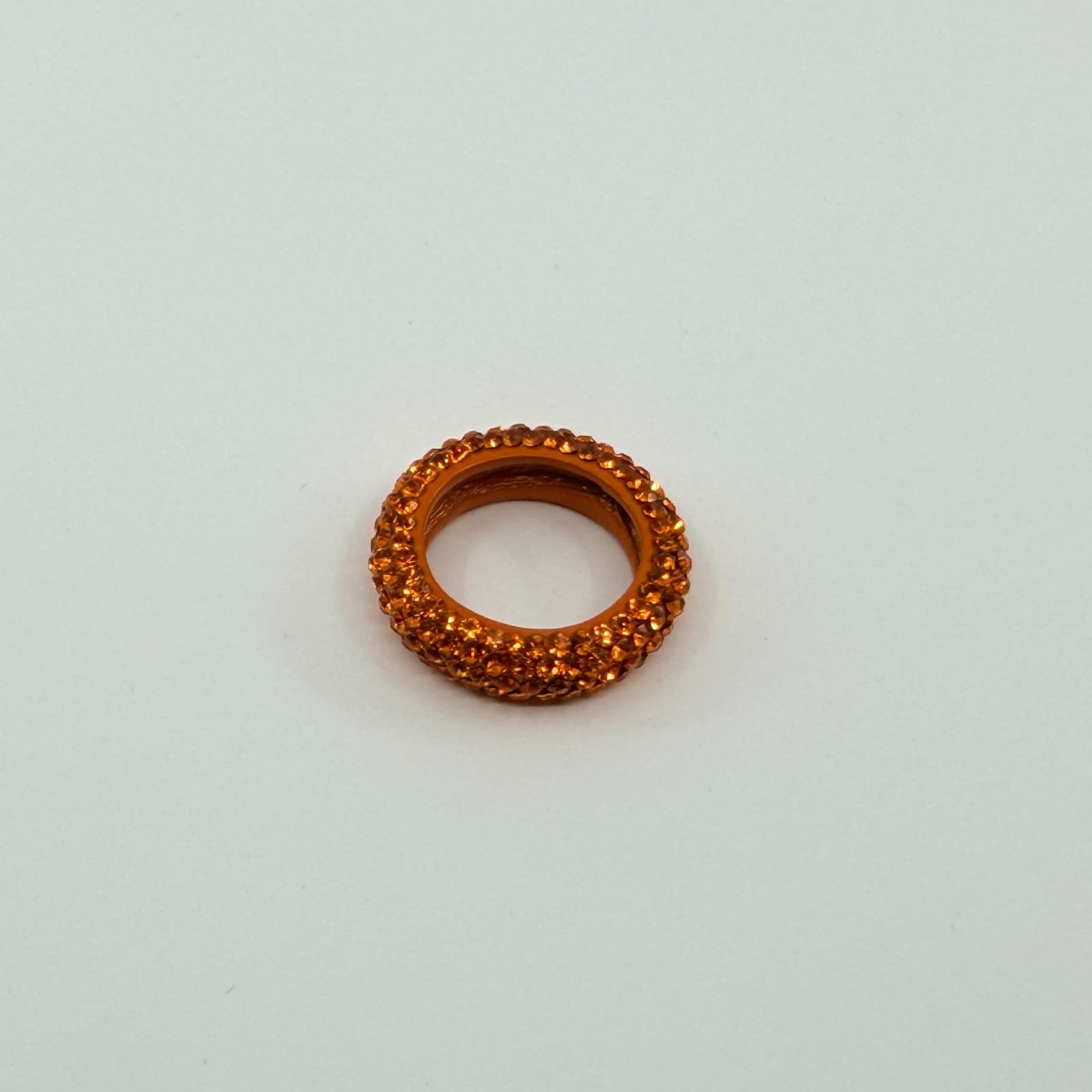 Vintage Orange Rhinestone Pavé Band Ring Chunky Statement Bold Retro Statement - Thumbnail 4