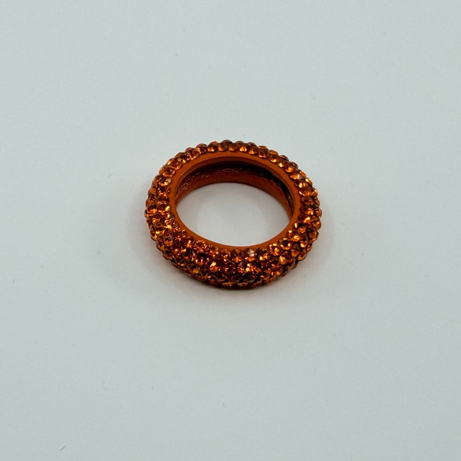 Vintage Orange Rhinestone Pavé Band Ring Chunky Statement Bold Retro Statement - Thumbnail 3