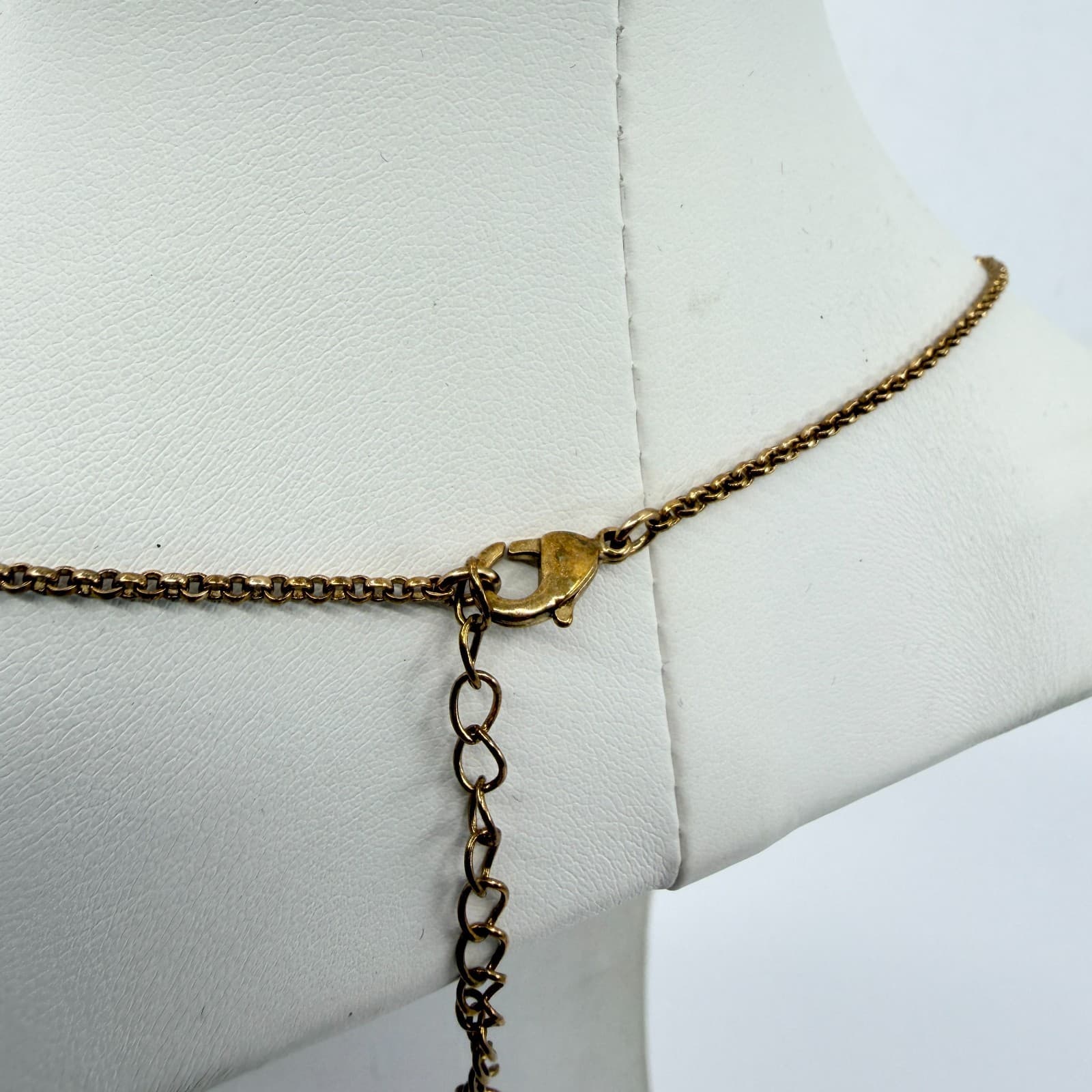 VTG Retro Gold Tone Geometric Triangle Cutout Chevron Pendant Statement Necklace - Thumbnail 7