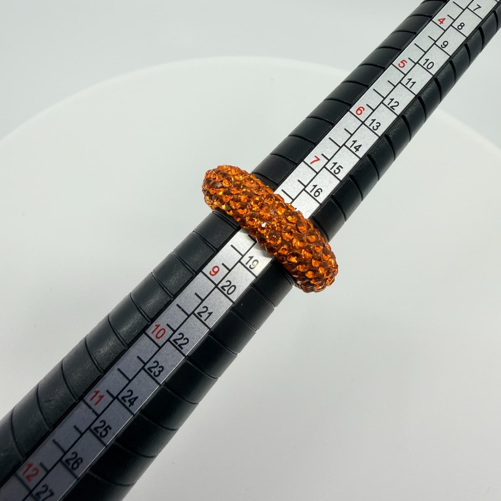 Vintage Orange Rhinestone Pavé Band Ring Chunky Statement Bold Retro Statement - Thumbnail 8
