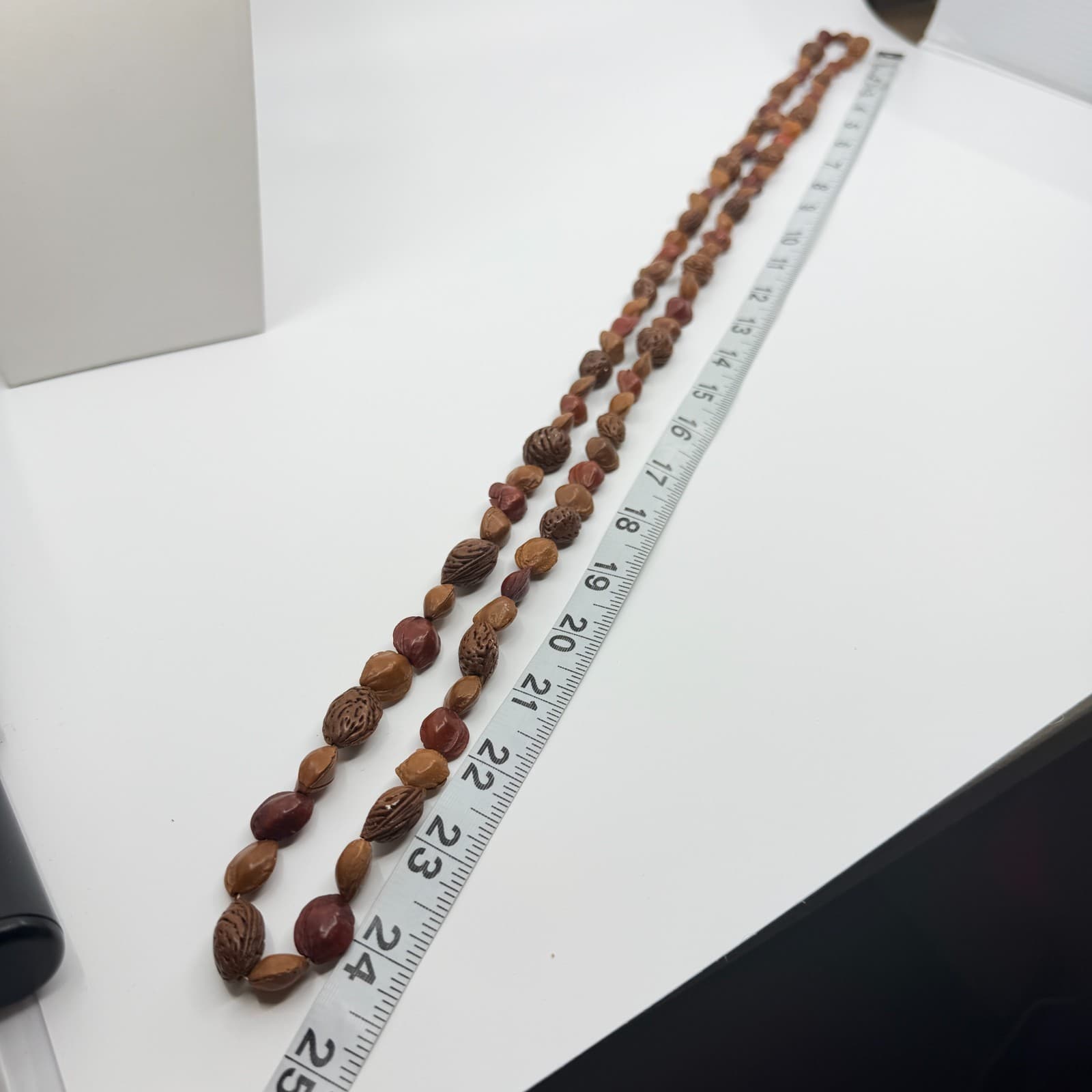 Vintage Natural Seed Nut Bead Necklace Multi Strand Earth Tone Boho Ethnic 90s - Thumbnail 9