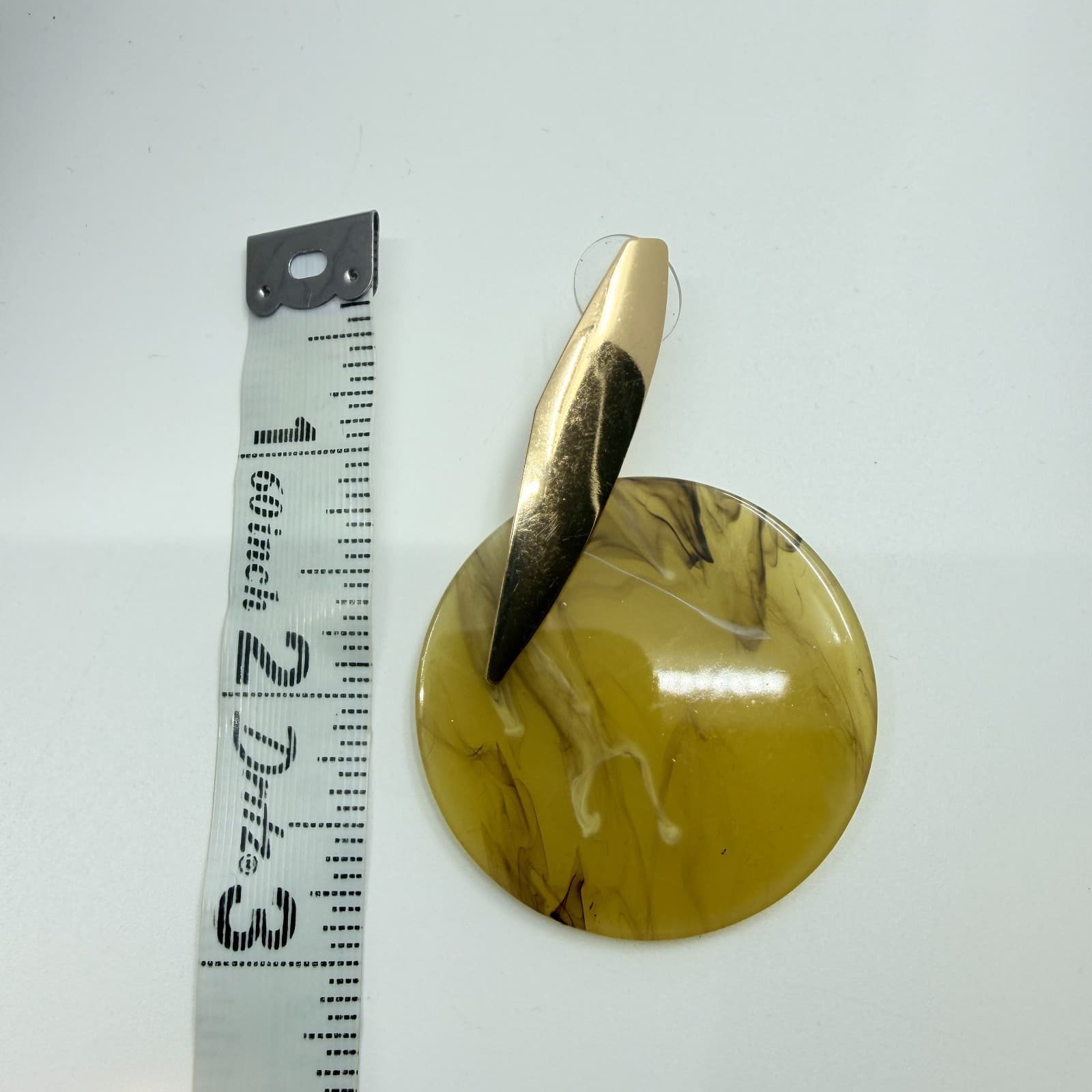 VTG Chunky Marbled Amber Dolor Resin Statement Hoop Earrings Gold Tone Abstract - Thumbnail 7