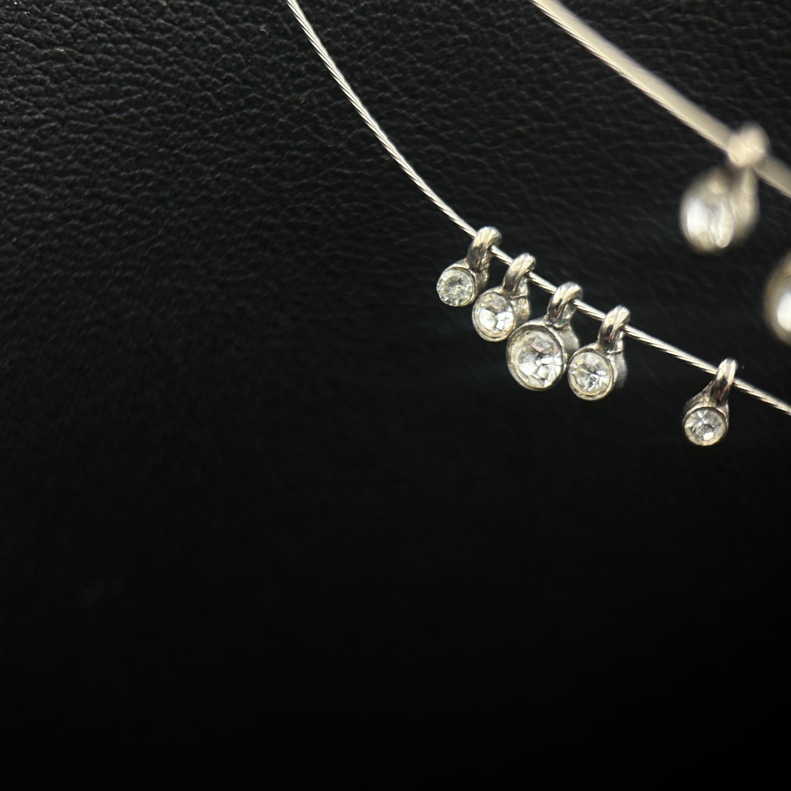 Vintage Floating Crystal Necklace Invisible Wire Double Strand Delicate Jewelry - Thumbnail 6