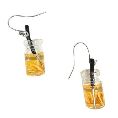 Lemonade Drink Charm Earrings Boho Statement Unique Y2K Yellow Orange Clear