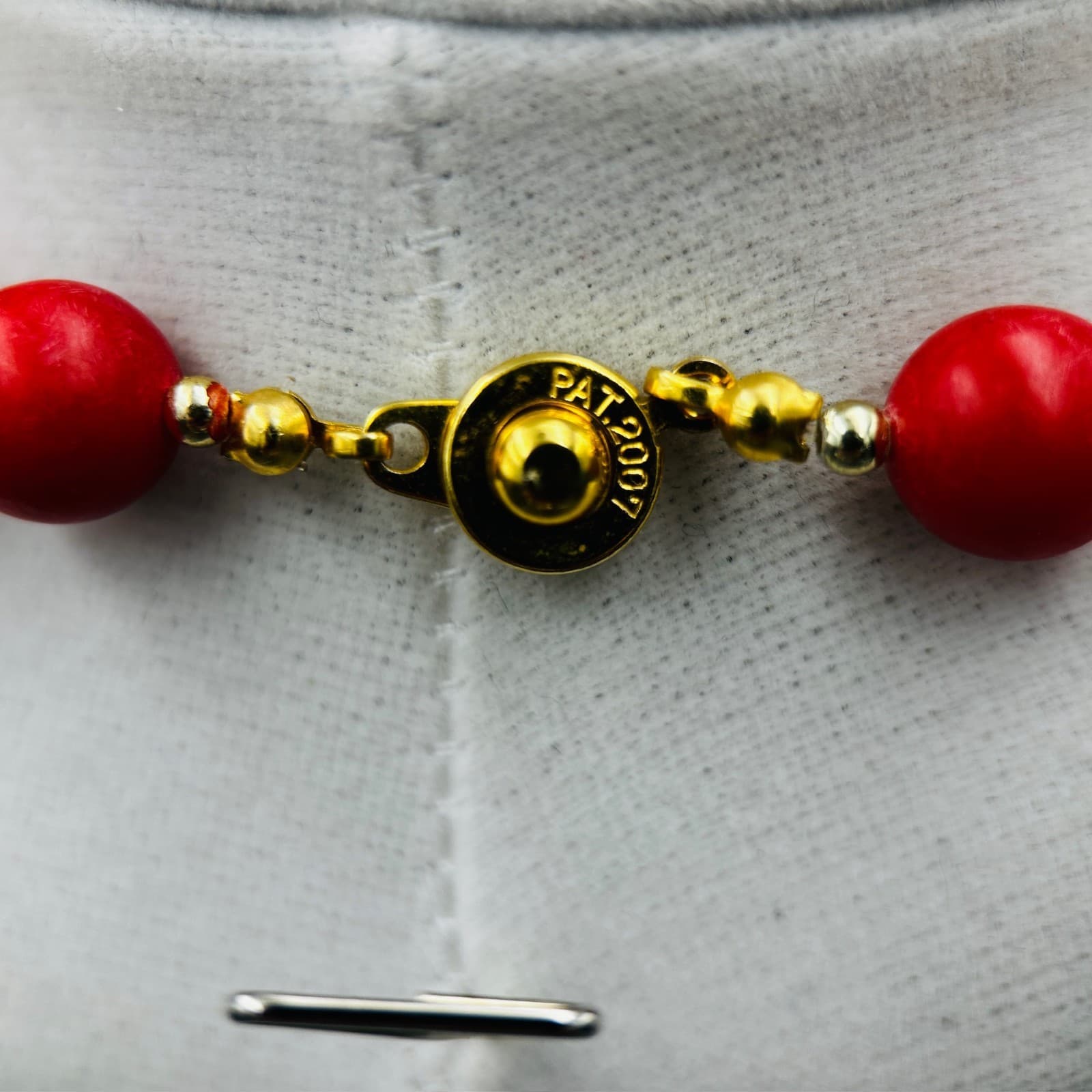 Red Bead Toucan Pendant Necklace w/ Wood Accents Tropical Statement - Thumbnail 11