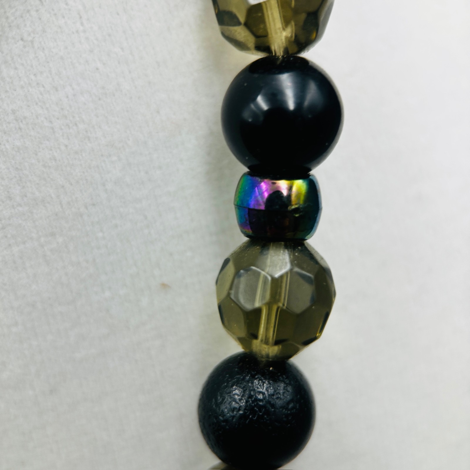 Vintage Black & Smoky Crystal Bead Necklace w/ Silver Accents Boho Artisan Style - Thumbnail 5