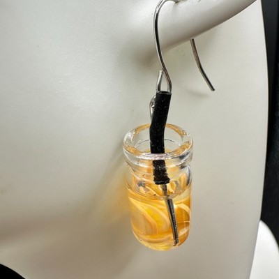 Lemonade Drink Charm Earrings Boho Statement Unique Y2K Yellow Orange Clear - Thumbnail 11