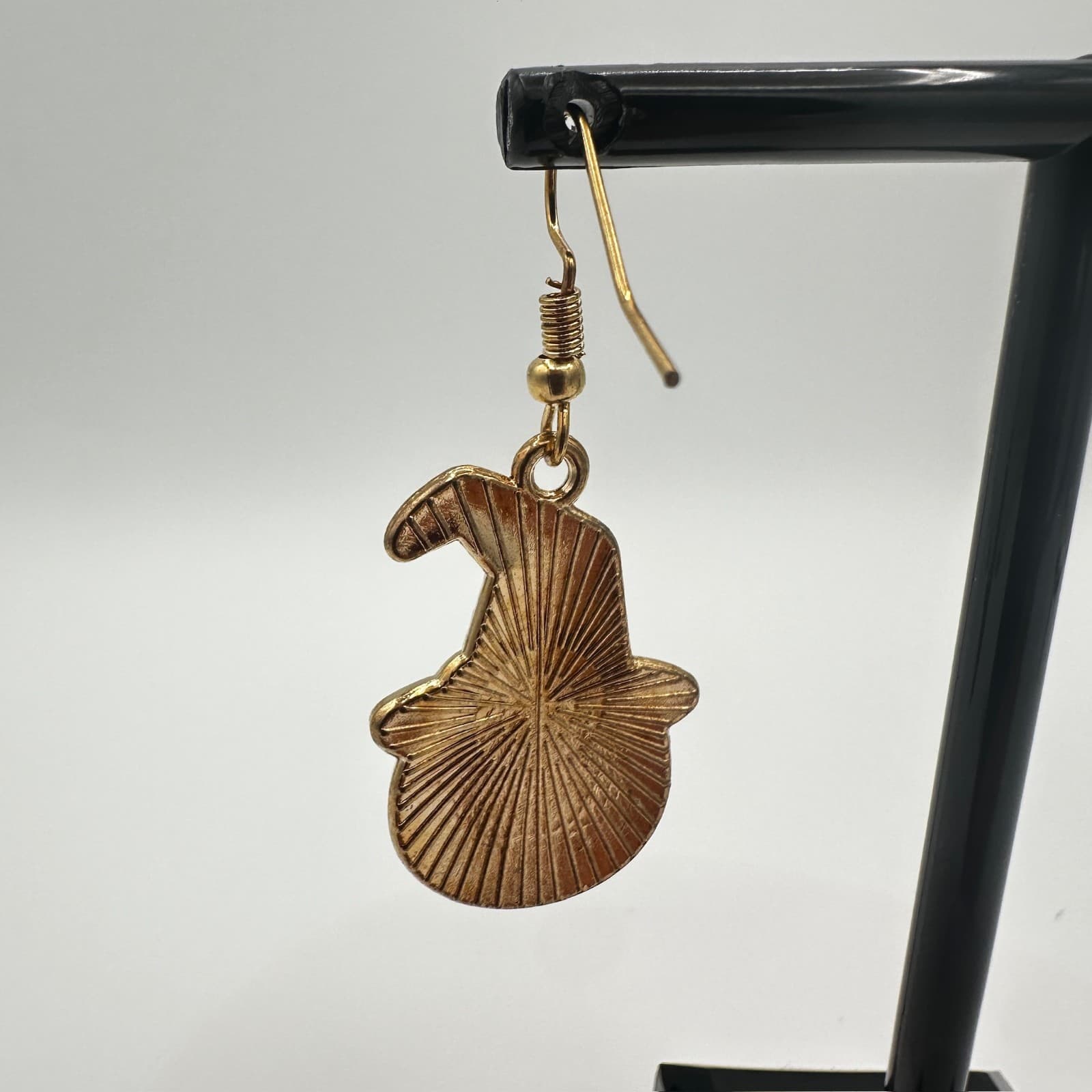 Vintage Halloween Pumpkin Witch Hat Enamel Earrings Gold-Tone Festive Dangles - Thumbnail 5