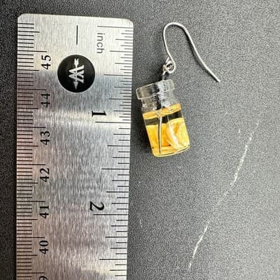 Lemonade Drink Charm Earrings Boho Statement Unique Y2K Yellow Orange Clear - Thumbnail 16