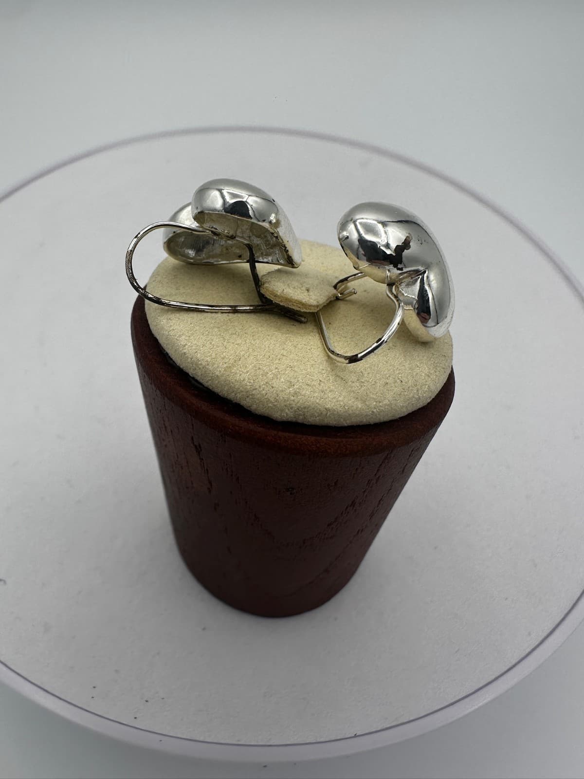 Vintage Silver Puff Heart Earrings Y2K Chunky Valentine Trendy Cute - Thumbnail 4