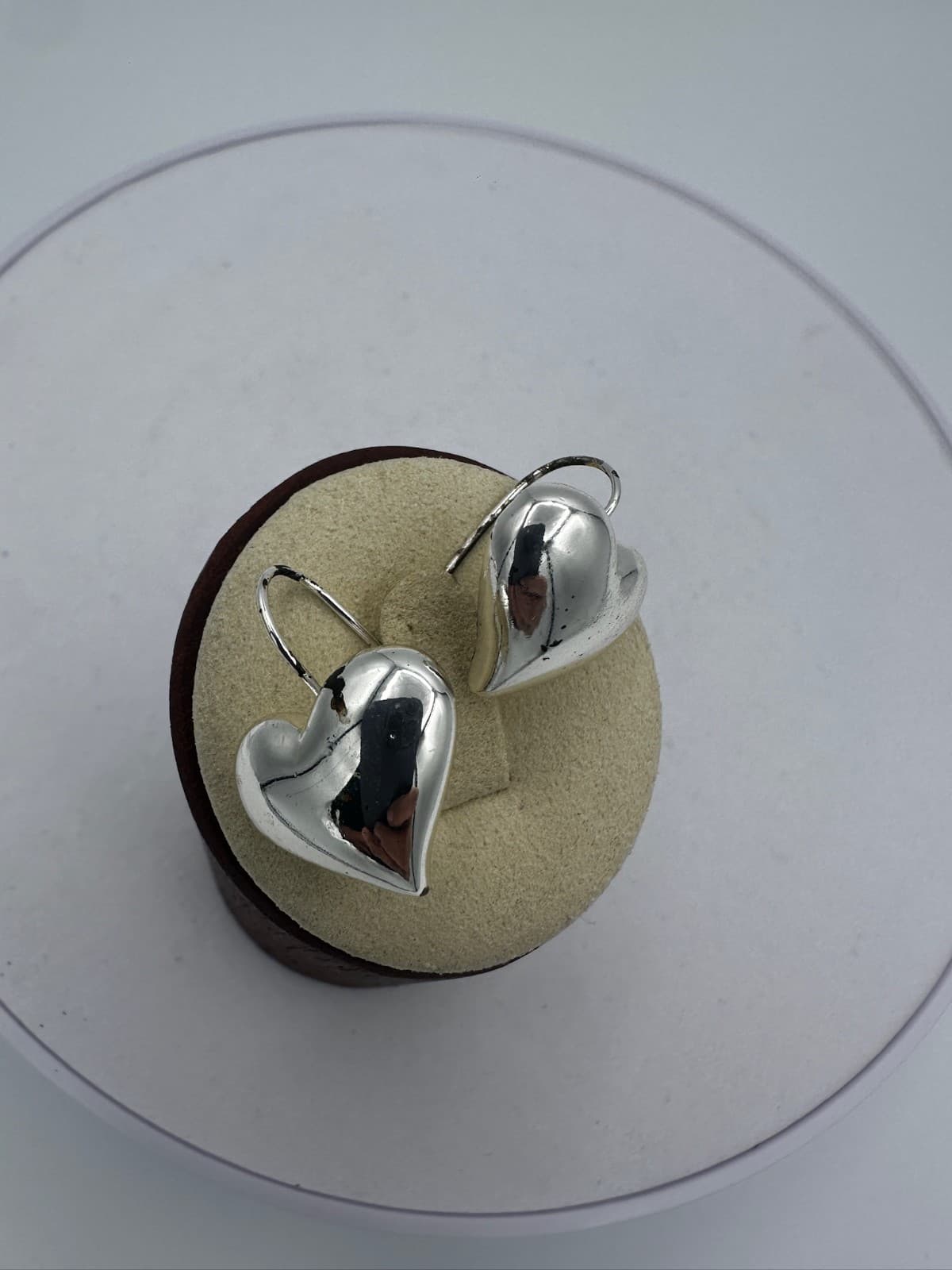 Vintage Silver Puff Heart Earrings Y2K Chunky Valentine Trendy Cute - Thumbnail 3