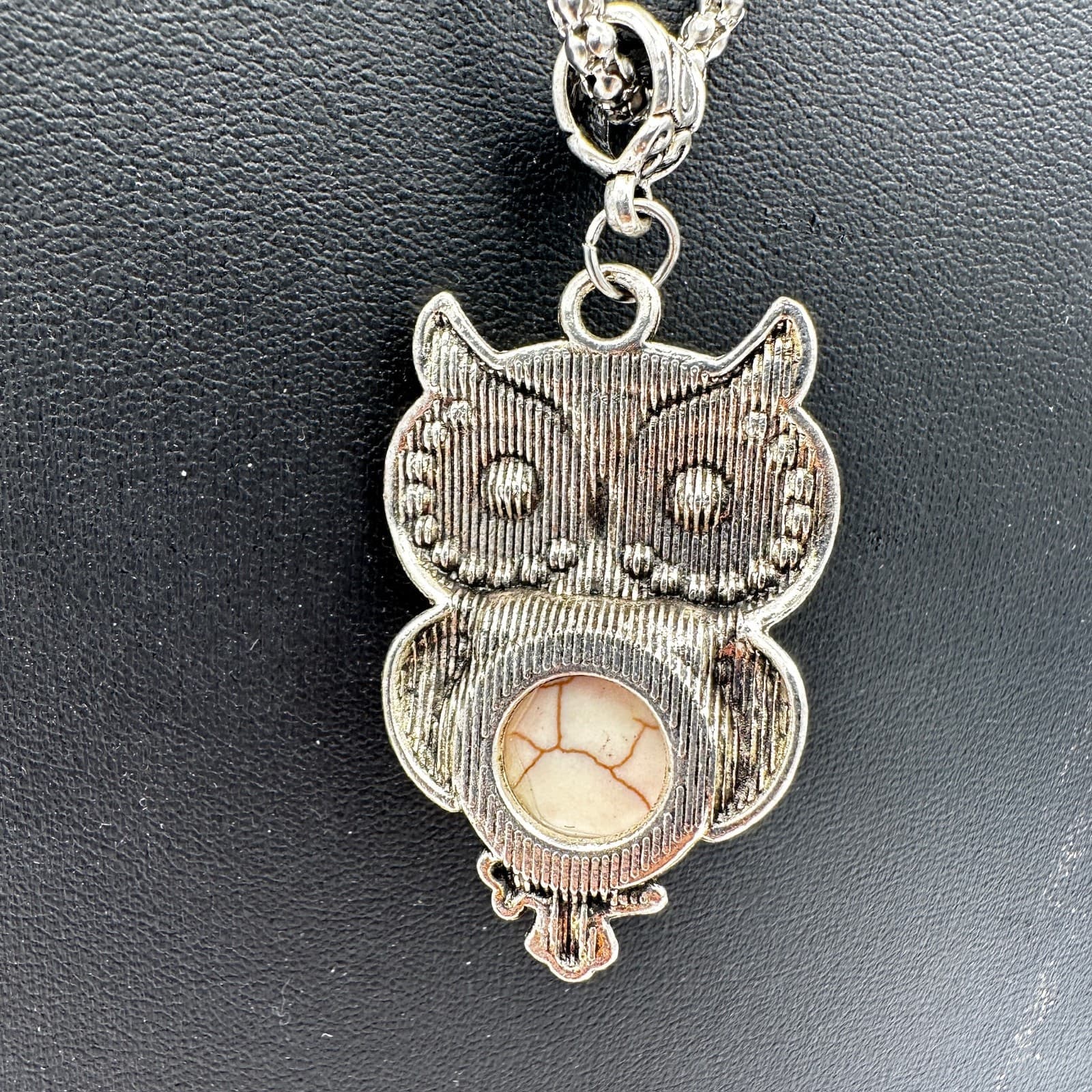Vintage Owl Pendant Necklace w/ Red Stone – Boho Statement Y2K Jewelry - Thumbnail 5