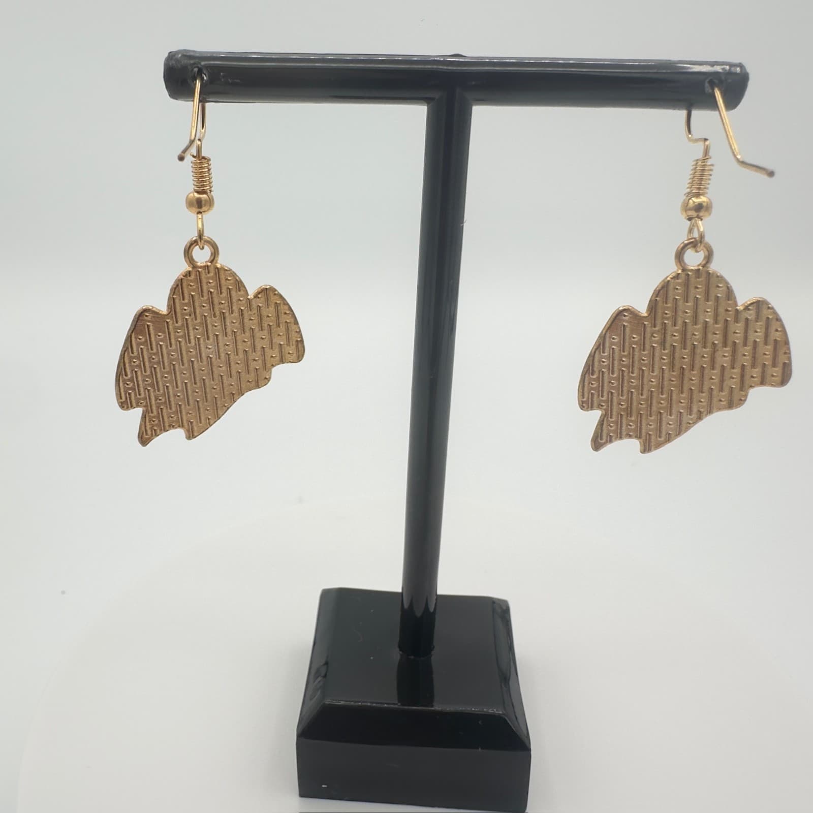Vintage Gold-Tone Textured Abstract Drop Earrings Lightweight Boho Style