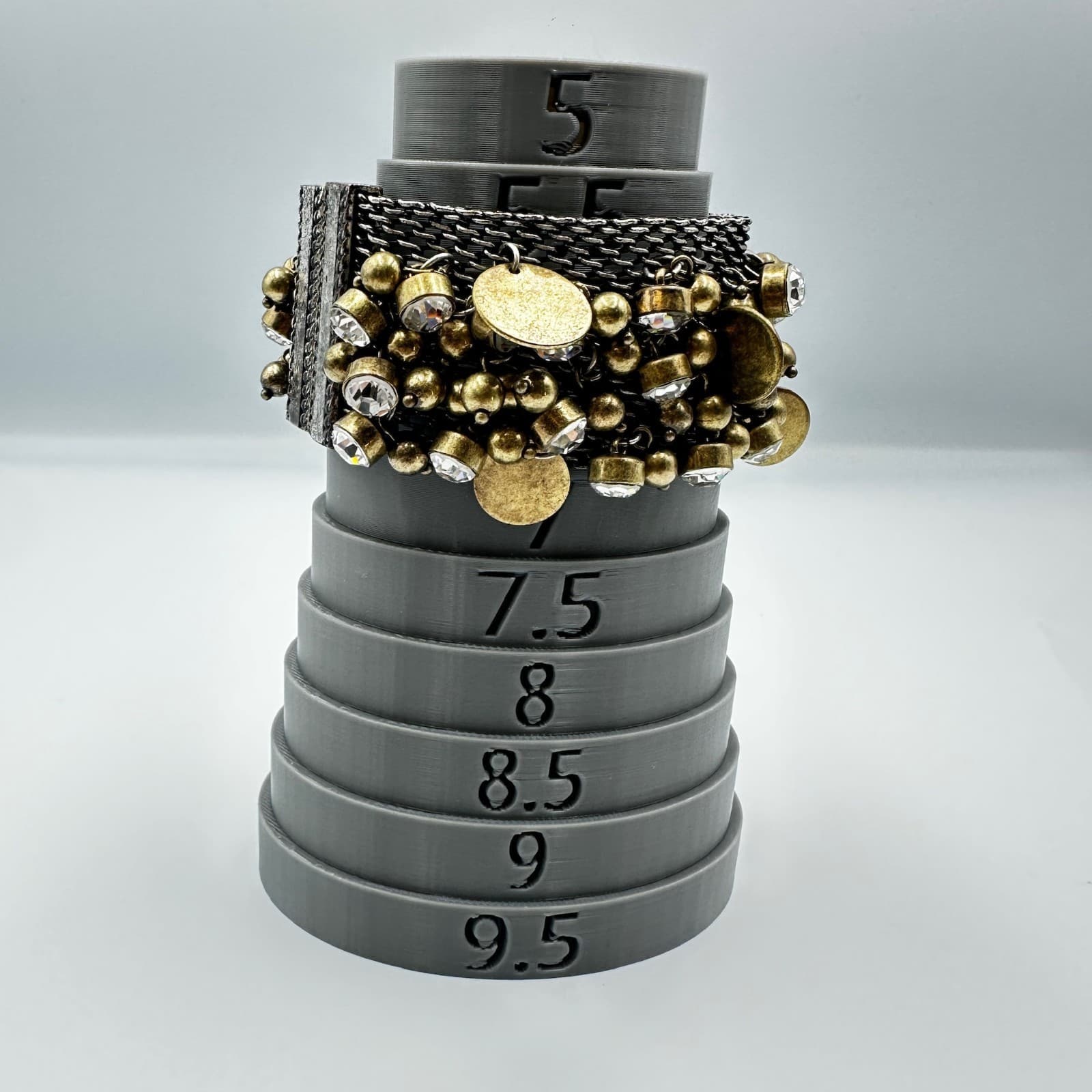 Chunky Antique Gold & Gunmetal Charm Cuff – Multi-Chain Statement Bracelet - Thumbnail 4