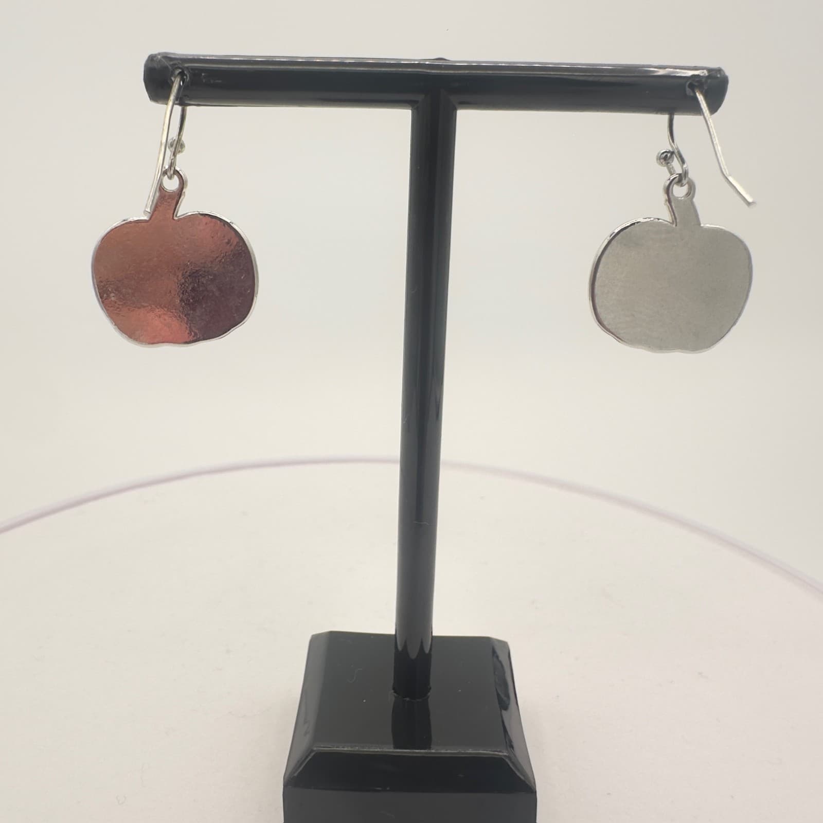 Vintage Halloween Glitter Jack-O’-Lantern Earrings Silver-Tone Pumpkin Dangles - Thumbnail 5