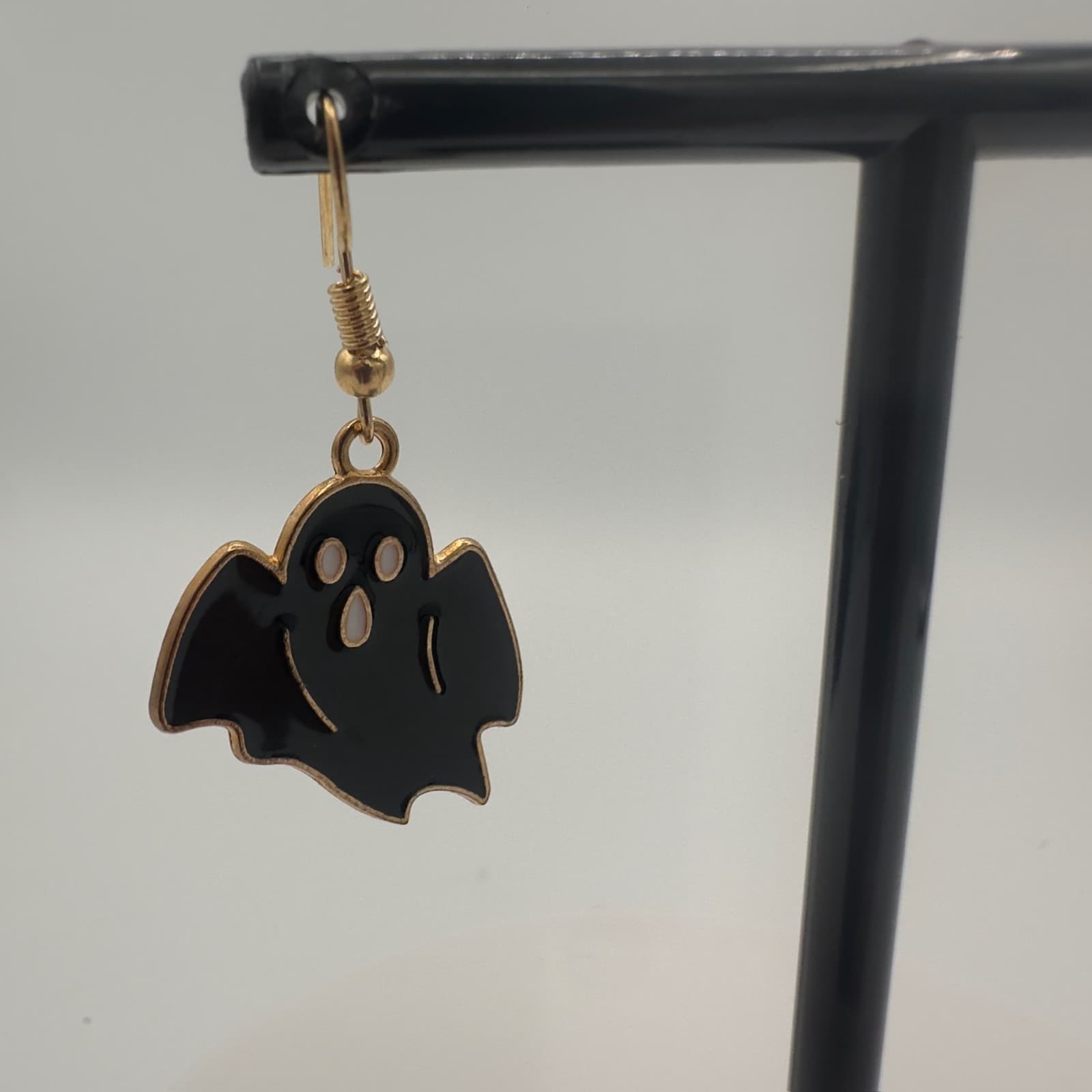 Vintage Gold-Tone Textured Abstract Drop Earrings Lightweight Boho Style - Thumbnail 3