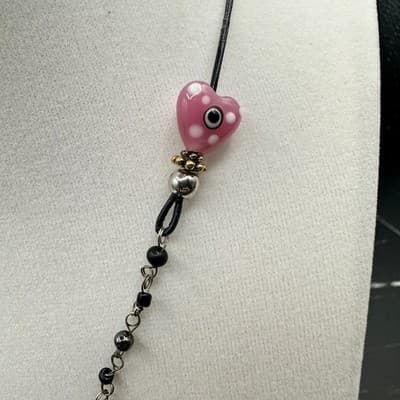 Vintage Silver-Tone Classic Rolo Link Chain Beaded Pendant Crucifix Necklace - Thumbnail 4