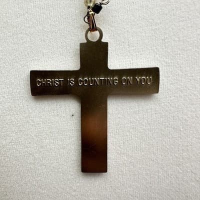 Vintage Silver-Tone Classic Rolo Link Chain Beaded Pendant Crucifix Necklace - Thumbnail 7
