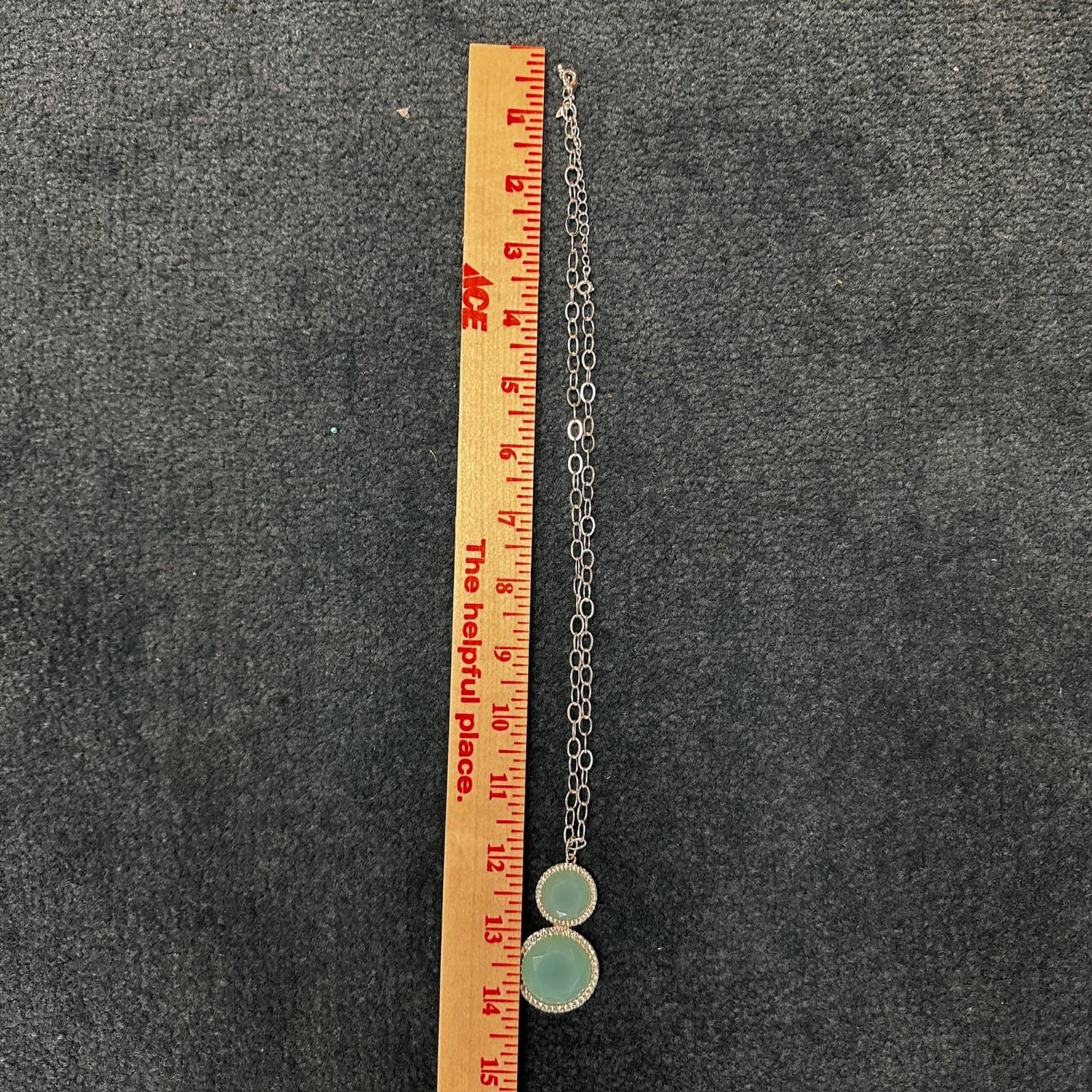 Vintage Rhinestone Aqua Blue Crystal Double Circle Fashion Pendant Necklace - Thumbnail 7