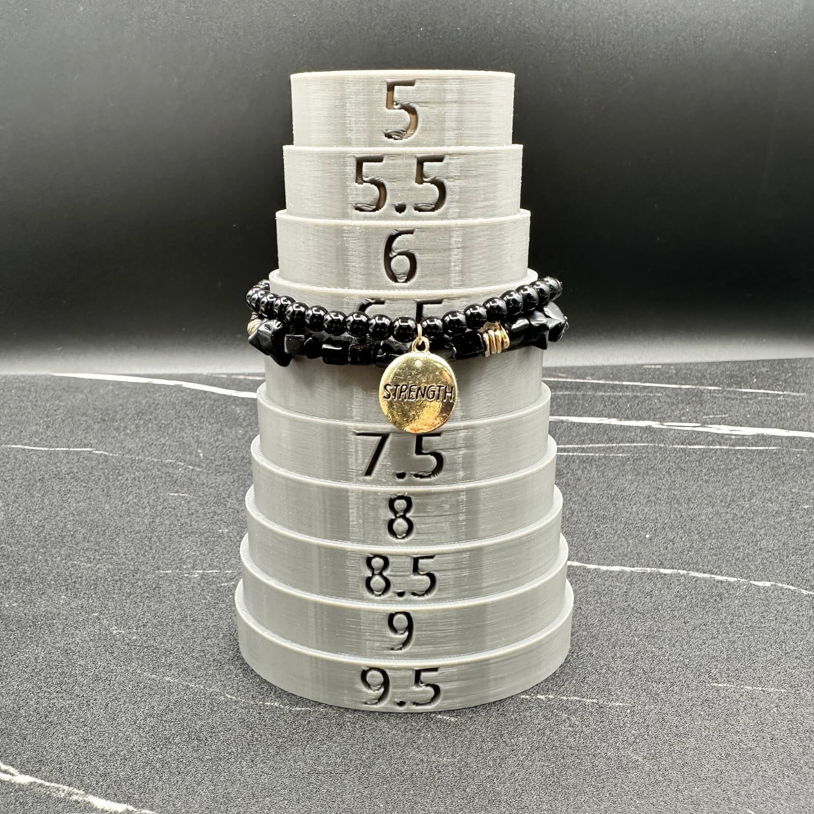 Vintage Black Stones Gold-Tone Fashion Beaded Stretch 5-Pieces Bracelets Set - Thumbnail 12