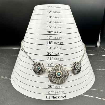 Vintage Silver-Tone Classic Adjustable Turquoise Pendant Lobster Necklace - Thumbnail 7