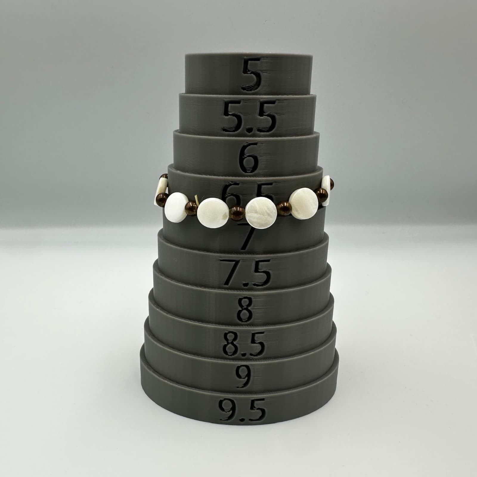 White Shell & Brown Bead Stretch Bracelet Beachy Boho Y2K - Thumbnail 5