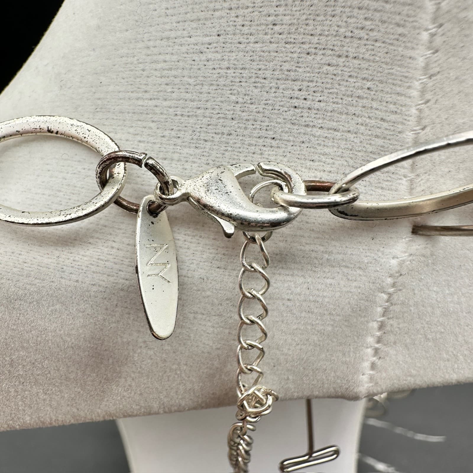 New York Silver-Tone Classic Oval Link Chain Layered Statement Lobster Necklace - Thumbnail 5