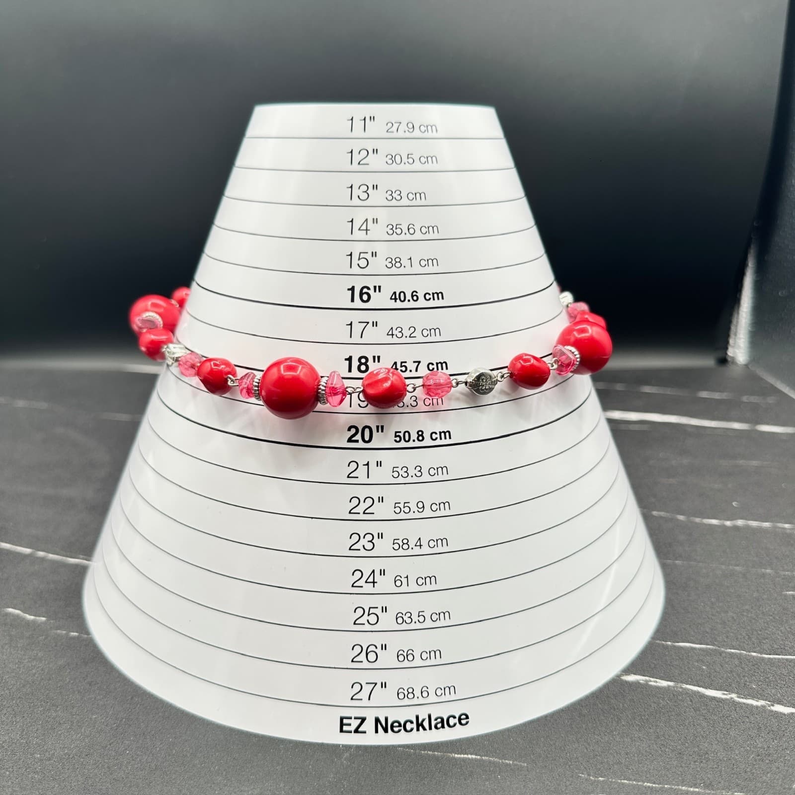 Vintage Guess Red Glass Pink Crystal Beaded Silver-Tone Necklace Bracelet Set - Thumbnail 12