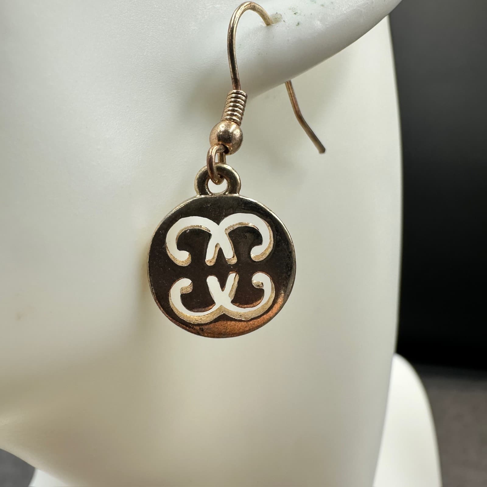 Vintage Gold-Tone Spiritual Symbolic Fashion Pierced Hook Dangle Drop Earrings - Thumbnail 2