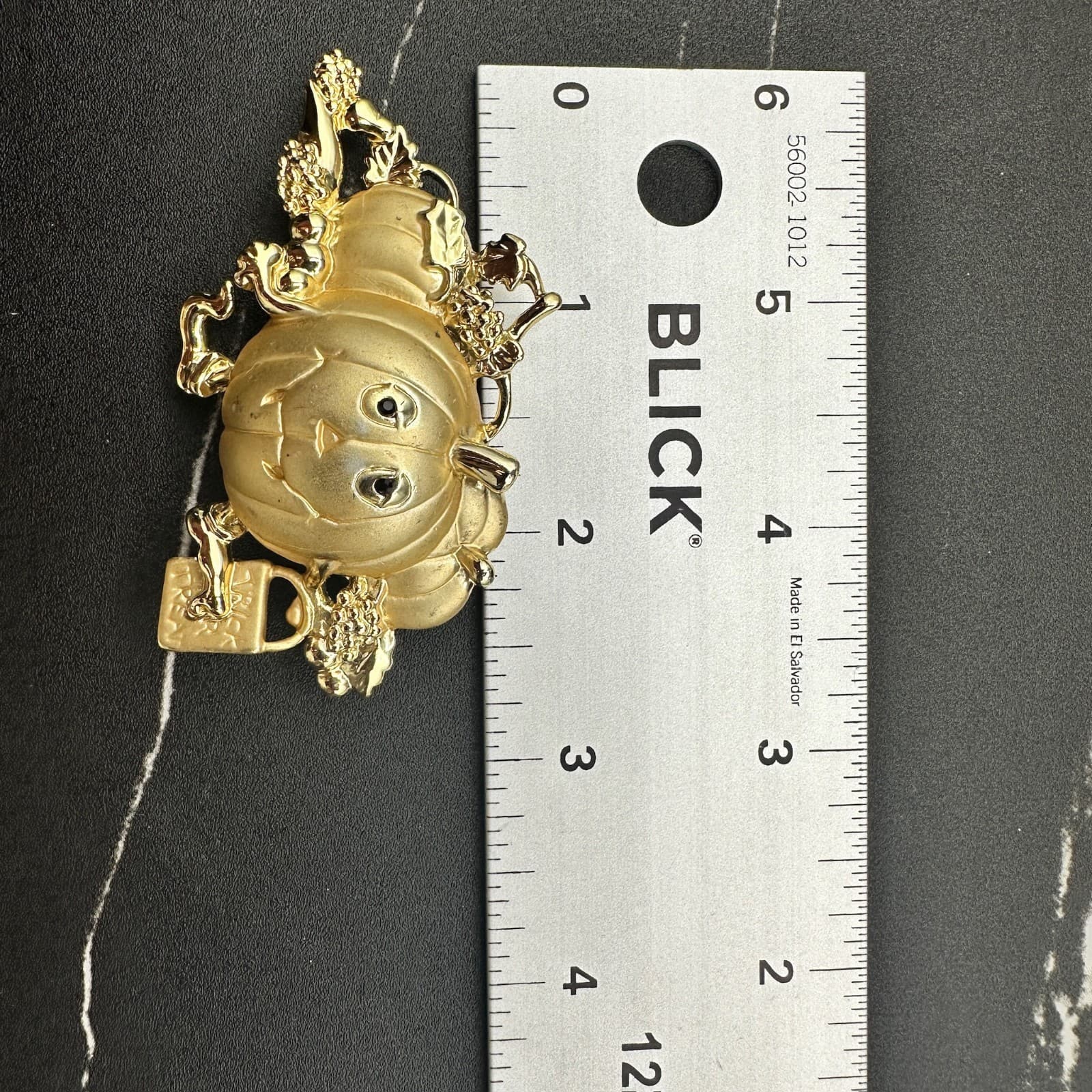 Vintage Danecraft Rhinestone Gold-Tone Pumpkin Halloween Christmas Brooch Pin - Thumbnail 7