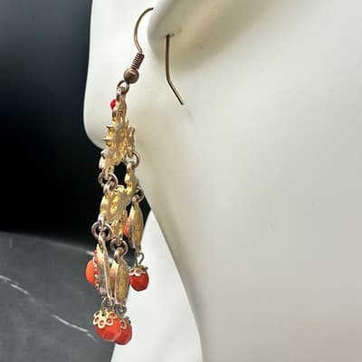 VTG Silver Tone Rope Twist Hoop Earrings Dome Textured Wide Classic 80s 90s - Thumbnail 4