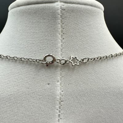 Vintage Rhinestone Silver-Tone Fashion Rare Filigree Square Pendant Necklace - Thumbnail 7