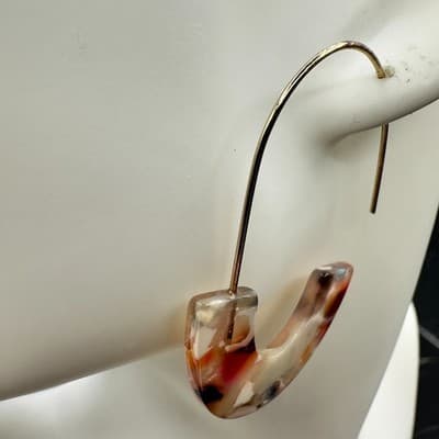 Vintage 90s Gold Tone Hoop Dangle Earrings Women's Classic Fashion Jewelry - Thumbnail 5