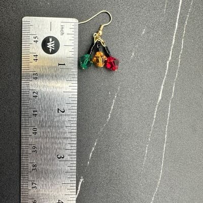 Vintage 90s Gold Tone Faceted Beaded Drop Earrings Women's Classic Jewelry - Thumbnail 8