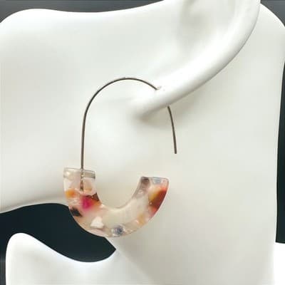 Vintage 90s Gold Tone Hoop Dangle Earrings Women's Classic Fashion Jewelry - Thumbnail 2
