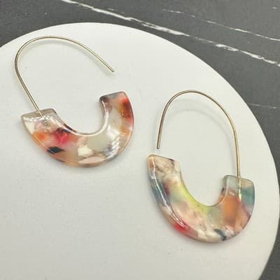 Vintage 90s Gold Tone Hoop Dangle Earrings Women's Classic Fashion Jewelry - Thumbnail 7