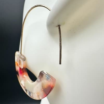 Vintage 90s Gold Tone Hoop Dangle Earrings Women's Classic Fashion Jewelry - Thumbnail 6