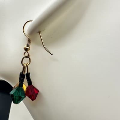 Vintage 90s Gold Tone Faceted Beaded Drop Earrings Women's Classic Jewelry - Thumbnail 6