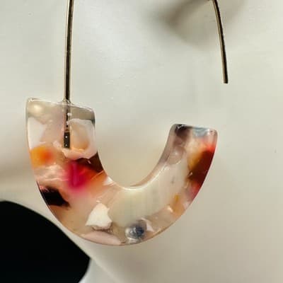 Vintage 90s Gold Tone Hoop Dangle Earrings Women's Classic Fashion Jewelry - Thumbnail 4
