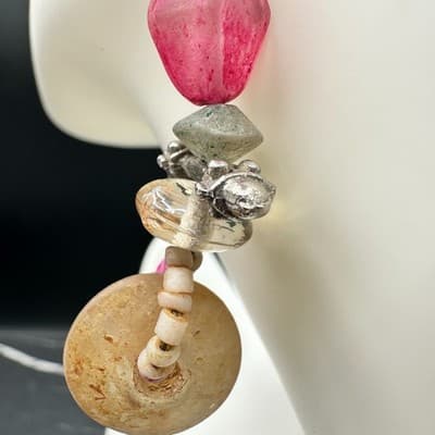 Vintage 90s Silver Tone Beaded Drop Earrings Boho Women's Classic Jewelry - Thumbnail 7