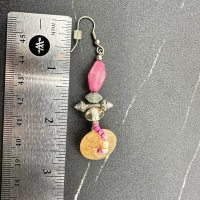 Vintage 90s Silver Tone Beaded Drop Earrings Boho Women's Classic Jewelry - Thumbnail 9
