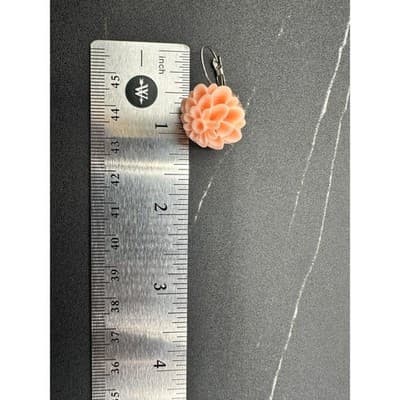 Vintage 90s Peach Coral Flower Resin Petal Dangle Earrings Women's Jewelry - Thumbnail 8