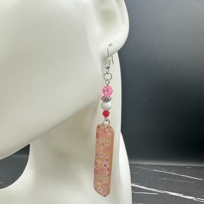 VTG Colorful Cluster Drop Earrings Gold Tone Oval Cabochon Multicolor Dangle - Thumbnail 2